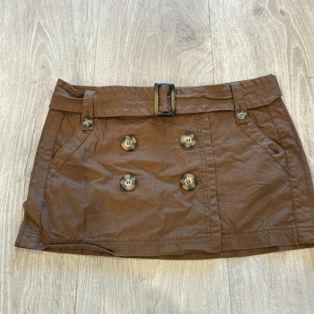 Timeout khaki micro mini skirt with buttons in the front. Size 38.